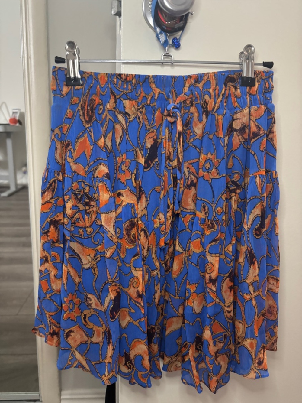 A.L.C. Bright Blue and Orange Floral Skater Skirt